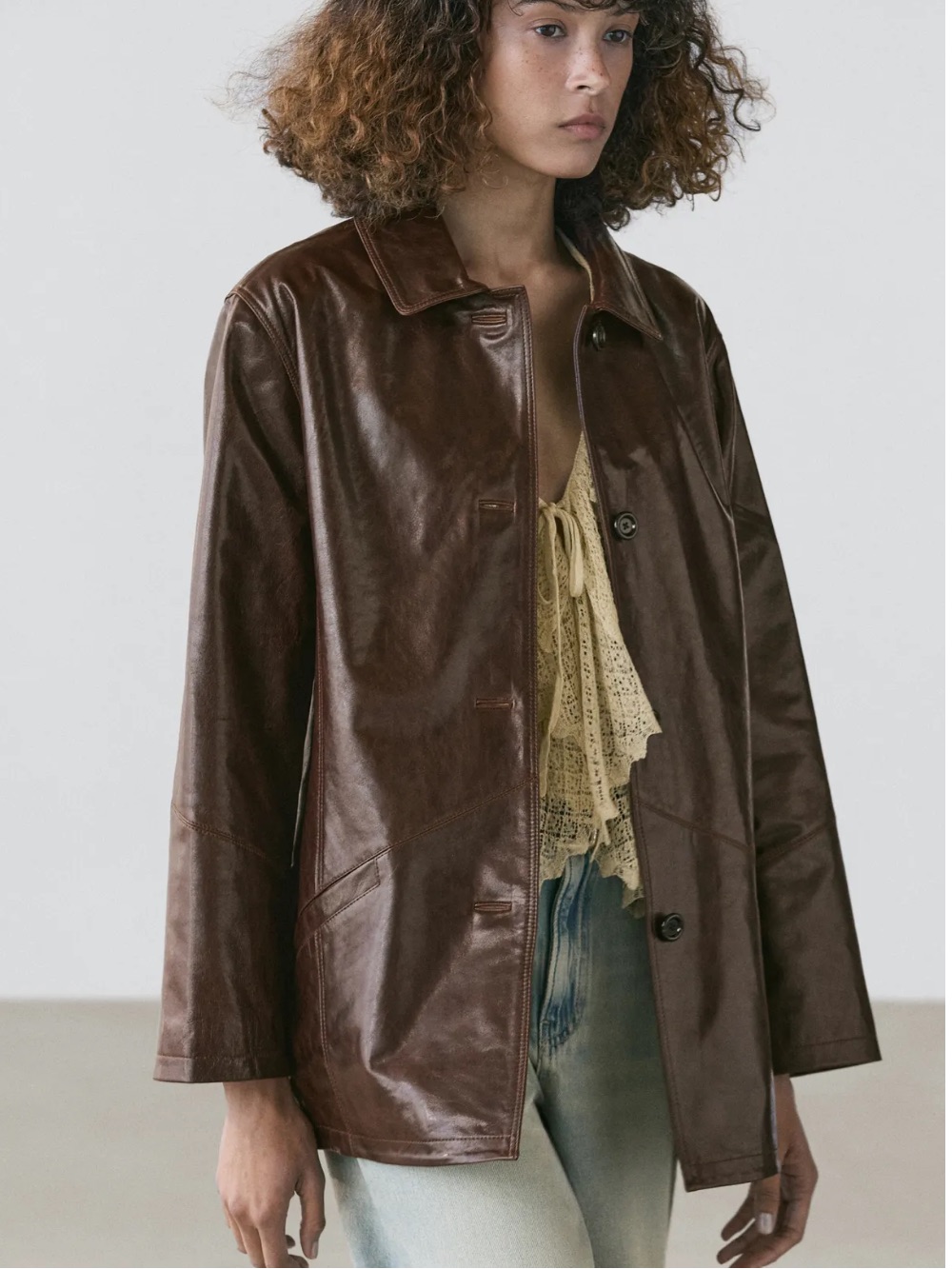 Massimo Dutti Nwt Nappa Leather Jacket Brown 4704/664 — image 8 of 8